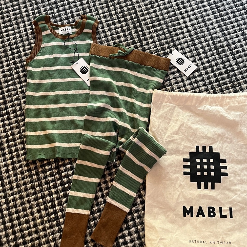 NWT Mabli Knit Striped Tank and Matching Pants 6yo